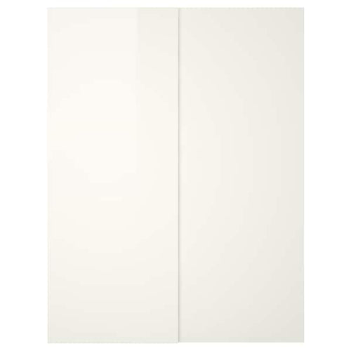 HASVIK - Pair of sliding doors, high-gloss white, 150x236 cm