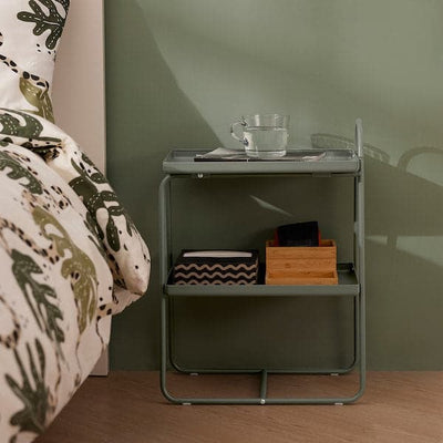 HATTÅSEN - Bedside table/shelf unit, grey-green - best price from Maltashopper.com 00569233