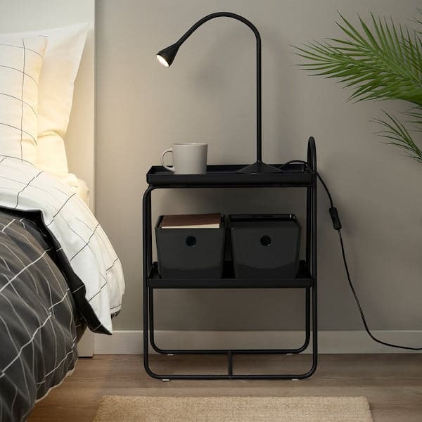 Ikea HATTÅSEN - Bedside table/shelf, black ,