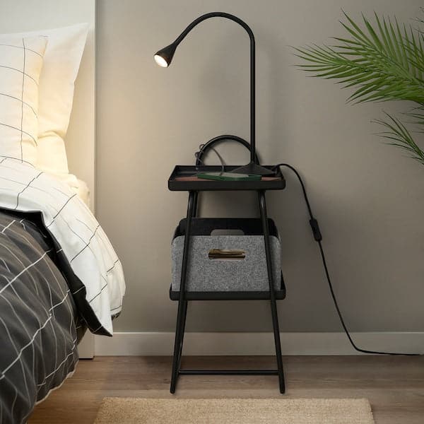 Ikea HATTÅSEN - Bedside table/shelf, black ,