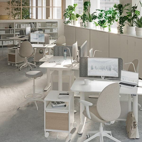 Ikea HATTEFJÄLL - Office chair with armrests, Gunnared beige/white ,