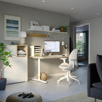 HATTEFJÄLL - Office chair with armrests, Gunnared beige/white , - best price from Maltashopper.com 60538955