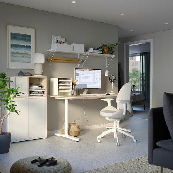 Ikea HATTEFJÄLL - Office chair with armrests, Gunnared beige/white ,