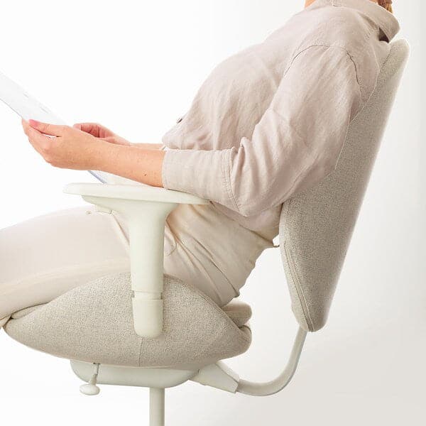 Ikea HATTEFJÄLL - Office chair with armrests, Gunnared beige/white ,