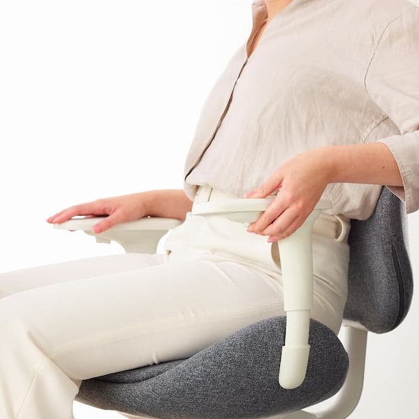 Ikea HATTEFJÄLL - Office chair with armrests, Gunnared smoke grey/white ,