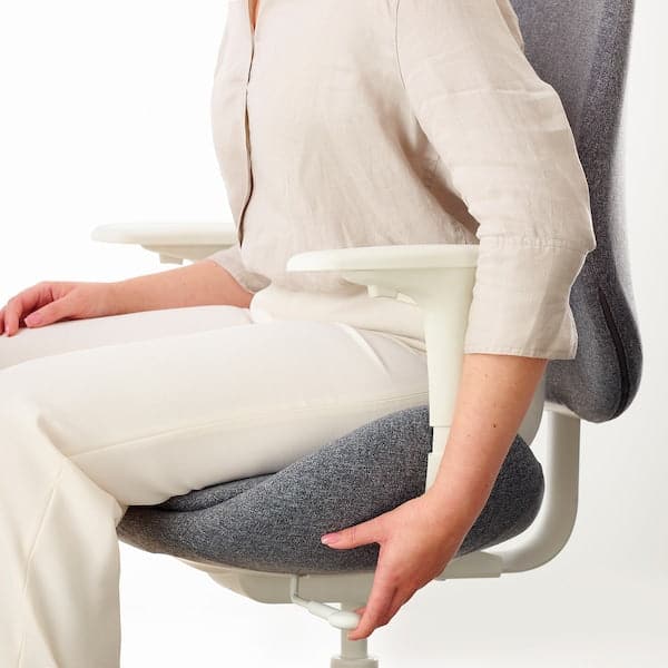 Ikea HATTEFJÄLL - Office chair with armrests, Gunnared smoke grey/white ,