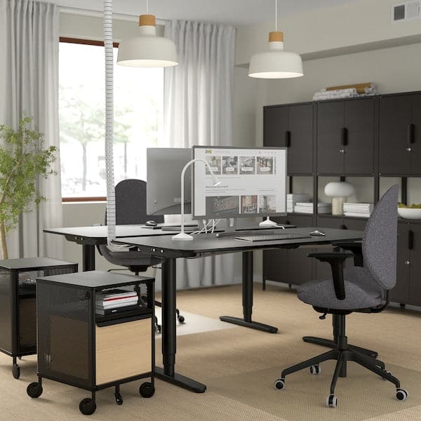 HATTEFJÄLL - Office chair with armrests, Gunnared dark grey/black , - best price from Maltashopper.com 30538971