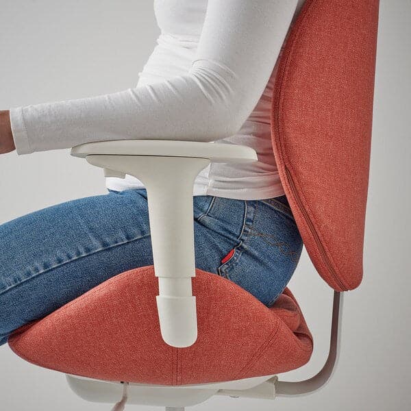 Ikea HATTEFJÄLL - Office chair with armrests, Gunnared red/white ,