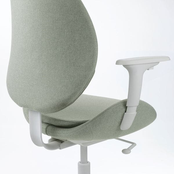 HATTEFJÄLL - Office chair with armrests, Gunnared light green/white , - best price from Maltashopper.com 70532953