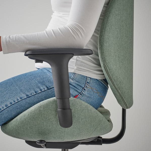 Ikea HATTEFJÄLL - Office chair with armrests, Gunnared green/black ,