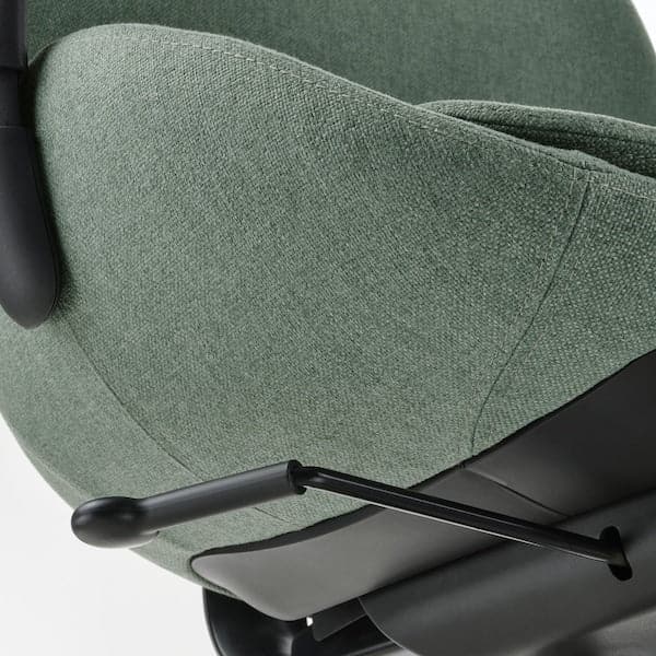 Ikea HATTEFJÄLL - Office chair with armrests, Gunnared green/black ,