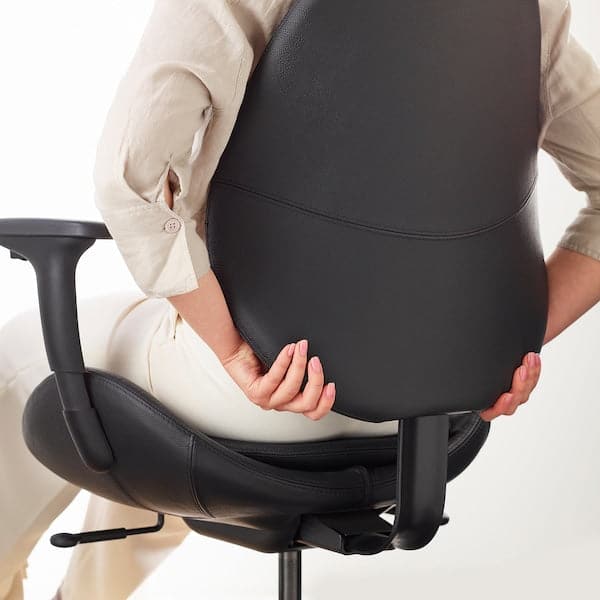 HATTEFJÄLL - Office chair with armrests, Smidig black/black , - best price from Maltashopper.com 50538965