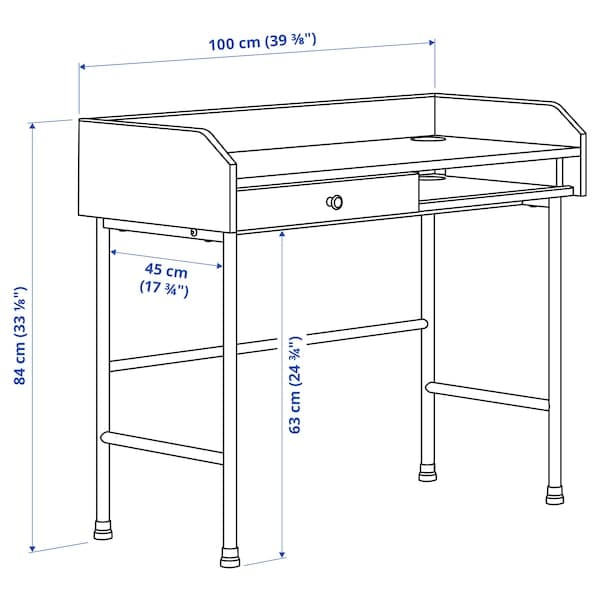 HAUGA/BLECKBERGET Desk/storage element - and swivel chair white/beige 