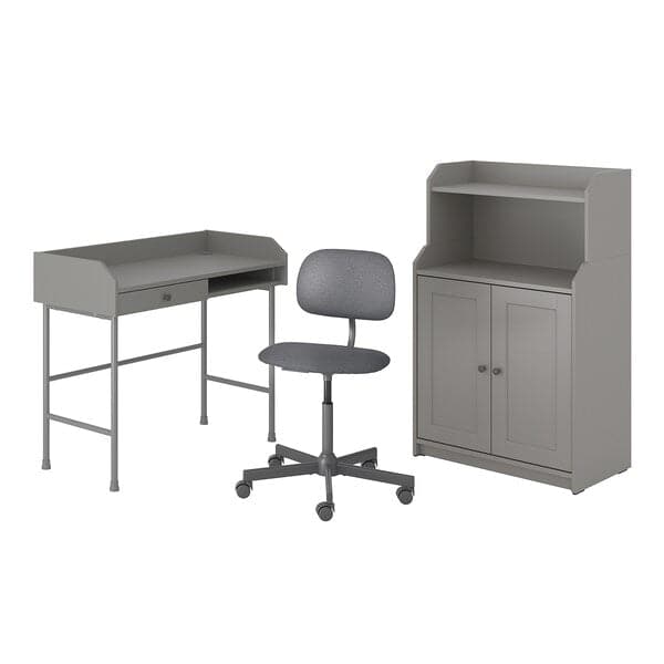 HAUGA/BLECKBERGET Desk/storage element - and grey swivel chair , - best price from Maltashopper.com 09436502