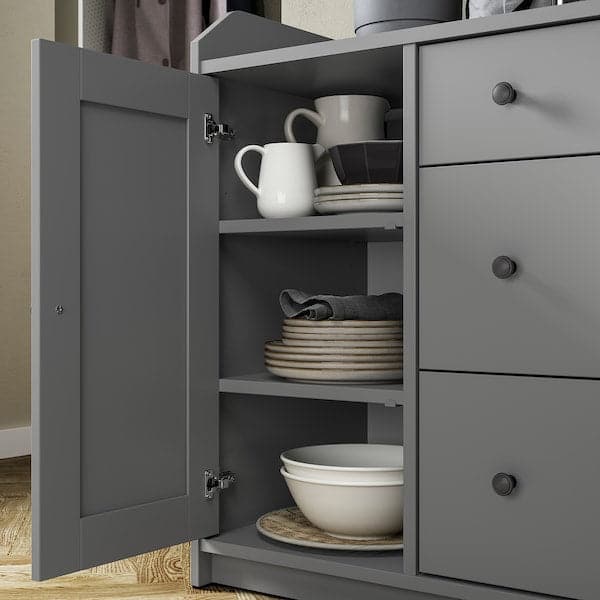 HAUGA - Sideboard, grey, 140x84 cm - best price from Maltashopper.com 30456908