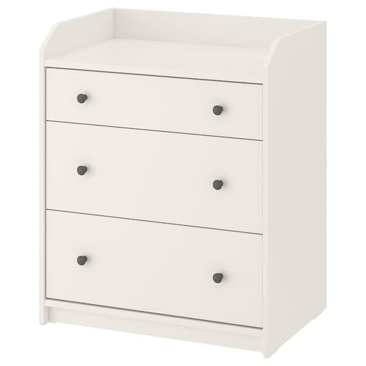 Ikea HAUGA - Chest of 3 drawers, white, 70x84 cm
