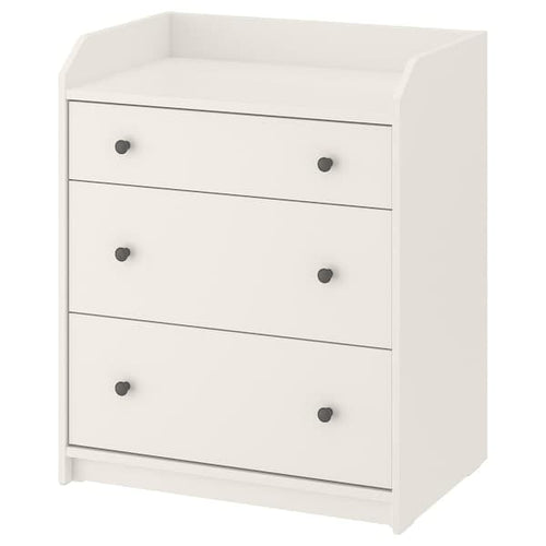 HAUGA - Chest of 3 drawers, white, 70x84 cm