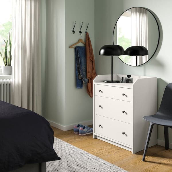 Ikea HAUGA - Chest of 3 drawers, white, 70x84 cm