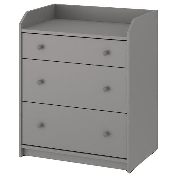 HAUGA - Chest of 3 drawers, grey, 70x84 cm - best price from Maltashopper.com 40456899