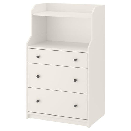 HAUGA - Chest of 3 drawers with shelf, white, 70x116 cm