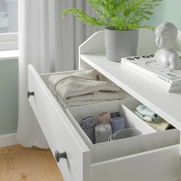 HAUGA - Chest of 3 drawers with shelf, white, 70x116 cm - best price from Maltashopper.com 50402641