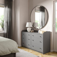 HAUGA - Chest of 6 drawers, grey, 138x84 cm - best price from Maltashopper.com 60459236