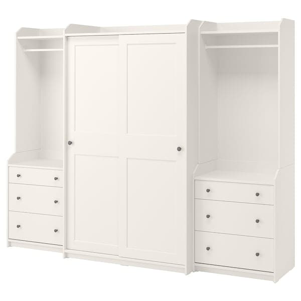 HAUGA - Wardrobe combination, white, 258x55x199 cm