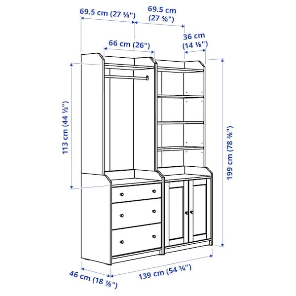 Ikea HAUGA - Storage combination, white, 139x46x199 cm