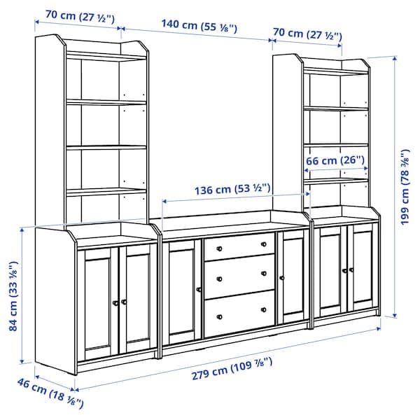 Ikea HAUGA - Storage combination, white, 279x46x199 cm