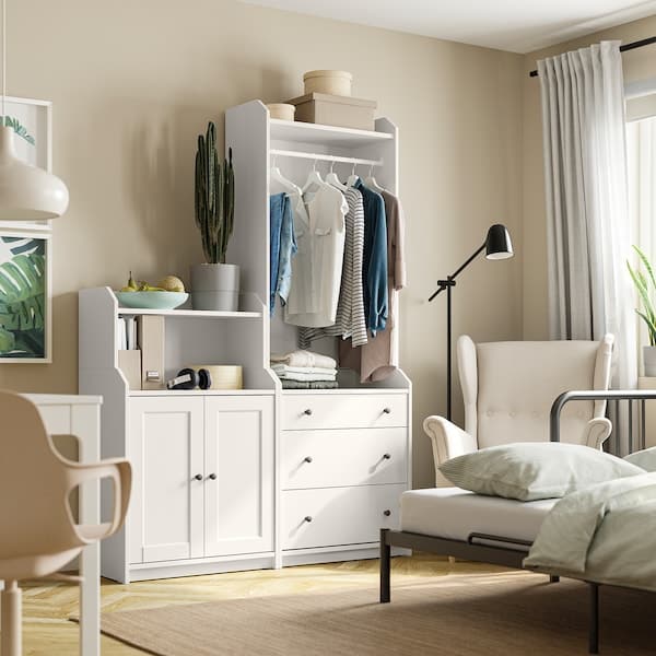 HAUGA - Storage combination, white, 139x46x199 cm - best price from Maltashopper.com 49388636