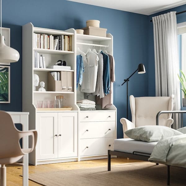 HAUGA - Storage combination, white, 139x46x199 cm - best price from Maltashopper.com 09388638