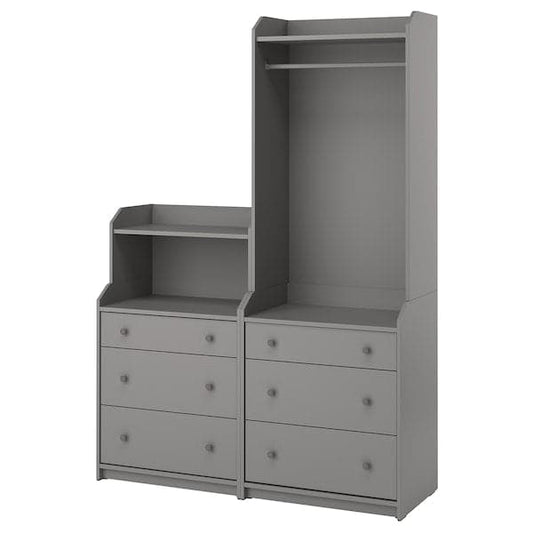 HAUGA - Storage combination, grey, 140x199 cm - best price from Maltashopper.com 19388223