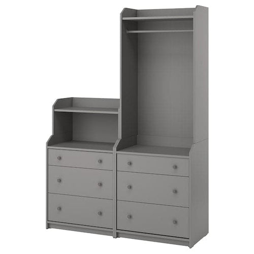 HAUGA - Storage combination, grey, 140x199 cm