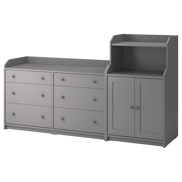 HAUGA - Storage combination, grey, 208x116 cm - best price from Maltashopper.com 49388226