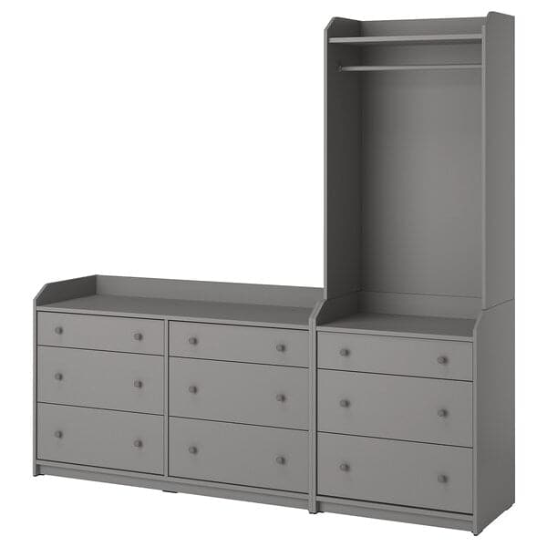 HAUGA - Storage combination, grey, 208x199 cm - best price from Maltashopper.com 89388229