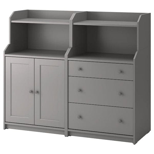HAUGA - Storage combination, grey, 139x46x116 cm