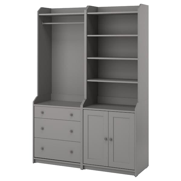 HAUGA - Storage combination, grey, 139x46x199 cm