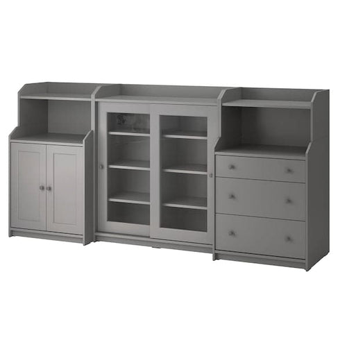 HAUGA - Storage combination, grey, 244x46x116 cm