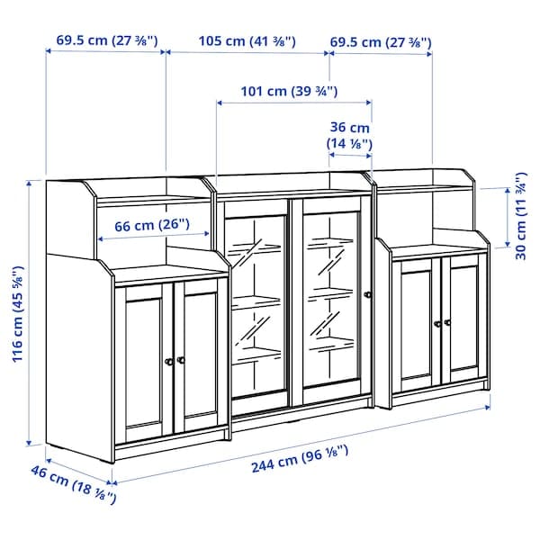 Ikea HAUGA - Storage combination, grey, 244x46x116 cm