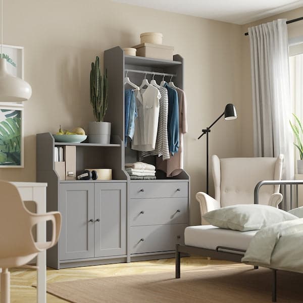 Ikea HAUGA - Storage combination, grey, 139x46x199 cm