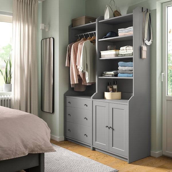 HAUGA - Storage combination, grey, 139x46x199 cm - best price from Maltashopper.com 29388637