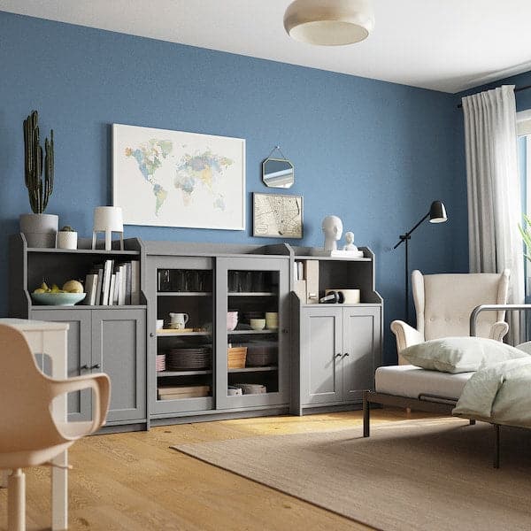HAUGA - Storage combination, grey, 244x46x116 cm - best price from Maltashopper.com 09388643