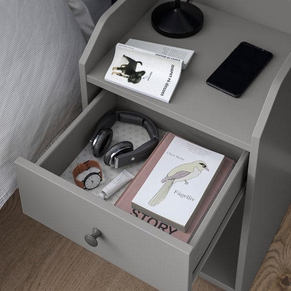Ikea HAUGA - Bedside table, grey, 40x36 cm