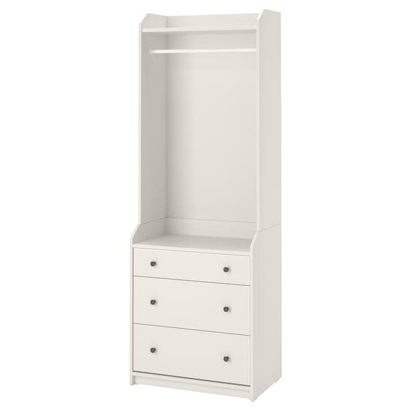 HAUGA - Open wardrobe with 3 drawers, white, 70x199 cm - best price from Maltashopper.com 40456922