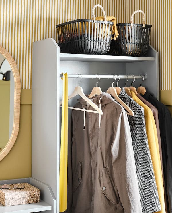 HAUGA - Open wardrobe with 3 drawers, grey, 70x199 cm - best price from Maltashopper.com 80424967