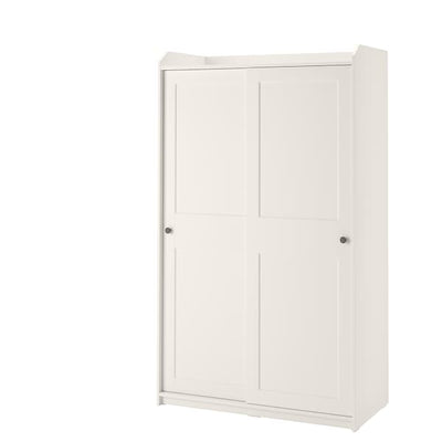HAUGA - Wardrobe with sliding doors, white, 118x55x199 cm - best price from Maltashopper.com 60456916