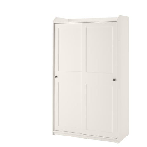 HAUGA - Wardrobe with sliding doors, white, 118x55x199 cm
