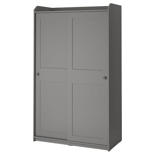 HAUGA - Wardrobe with sliding doors, grey, 118x55x199 cm