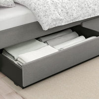 HAUGA Padded bed, 2 containers - Grey Vissle 140x200 cm - best price from Maltashopper.com 39336643