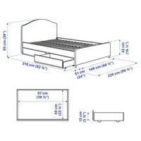 HAUGA Padded bed, 2 containers - Grey Vissle 160x200 cm - best price from Maltashopper.com 69336651